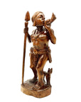 Filipino Igorot Headhunter Figure with Dog. Carved Wood, Philippines, 20thC