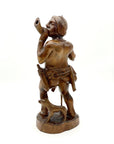 Filipino Igorot Headhunter Figure with Dog. Carved Wood, Philippines, 20thC