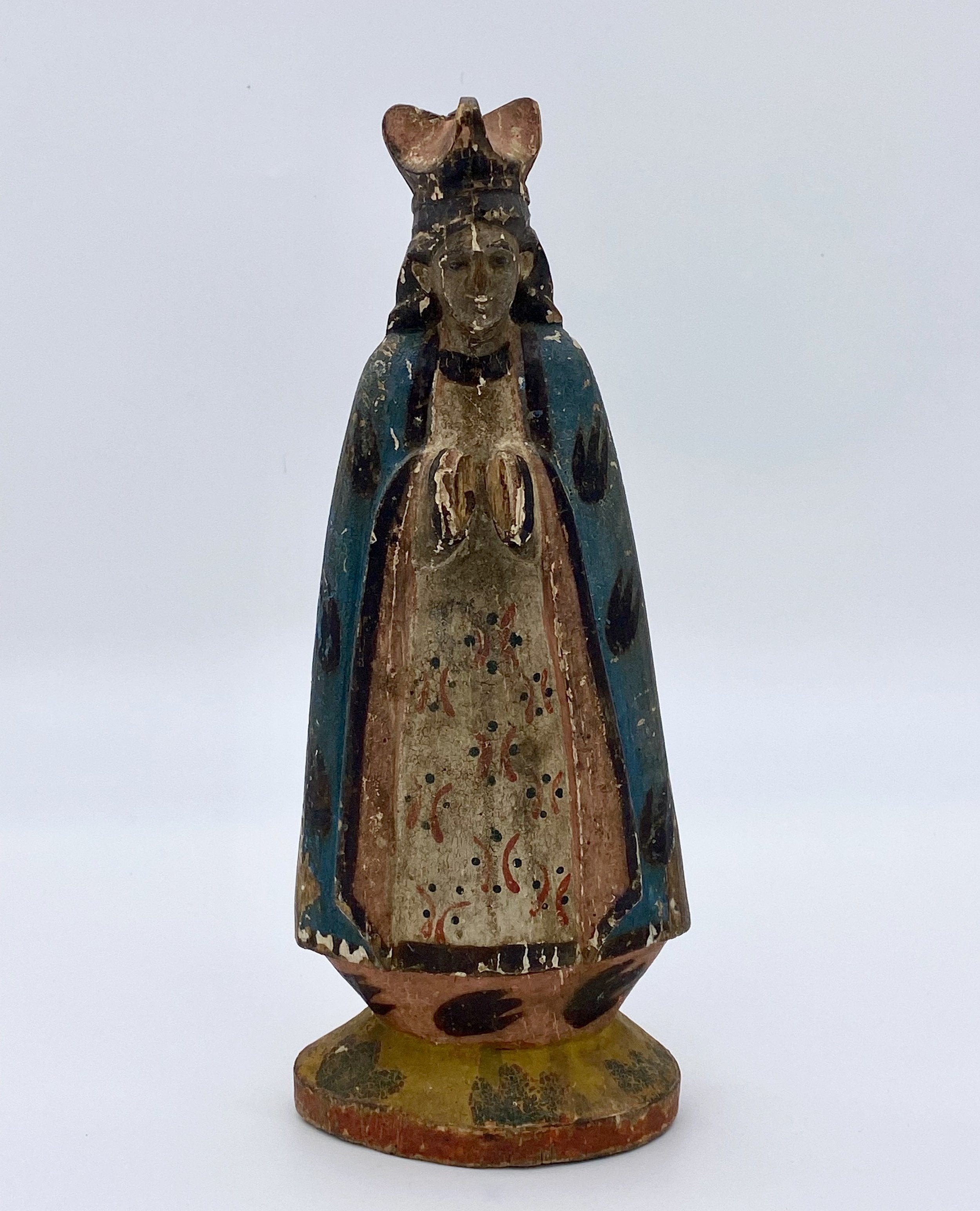 Polychrome and Gilt Spanish Santos Figurine, &quot;Santa Maria, Madre de Dios&quot;. Spanish/Spanish Colonial, 17thC